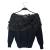 Fendi off shoulder knit sweater with organza detail and appliqué flowers 