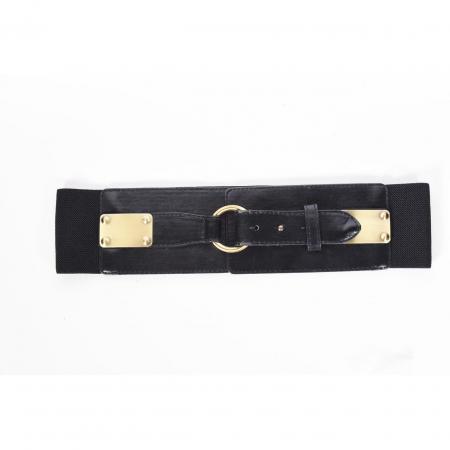 St. Martins elastic high waist leather buckle belt