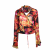Unsigned sheer floral silk wrap blouse